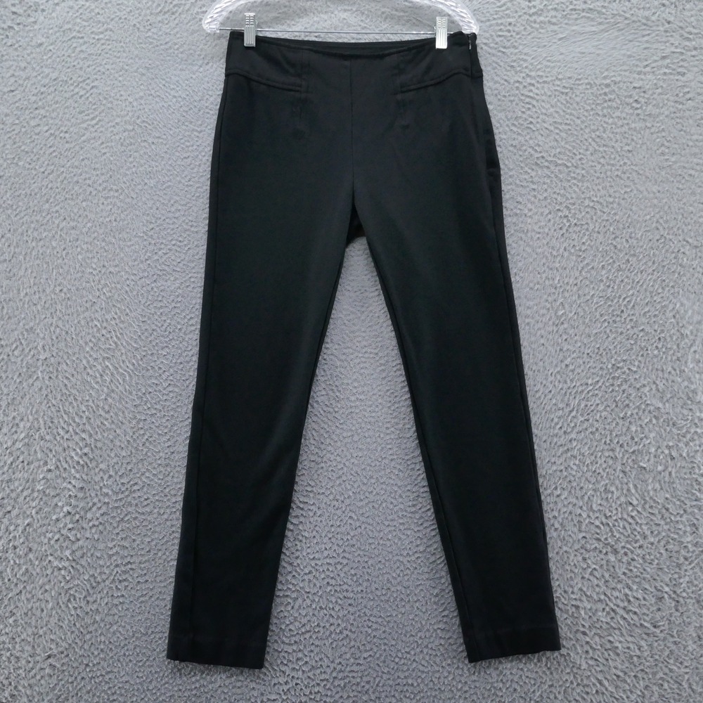 Cabi Black Ponte Knit Slim‎ Tapered Side Zip Trousers Pants Womens Size 4 *